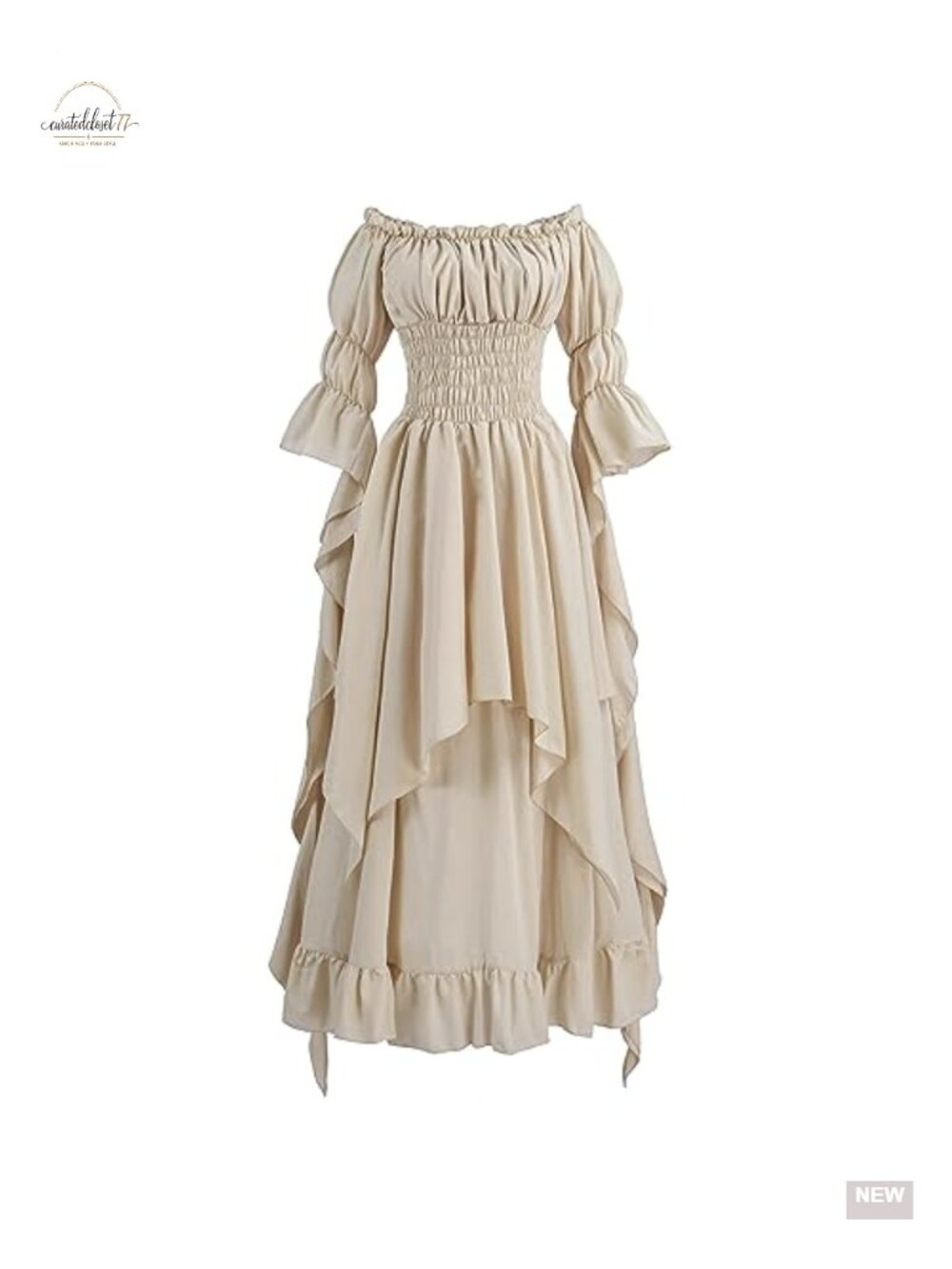 Medieval Renaissance Peasant Dress Off Shoulder Cotton Gothic Costume